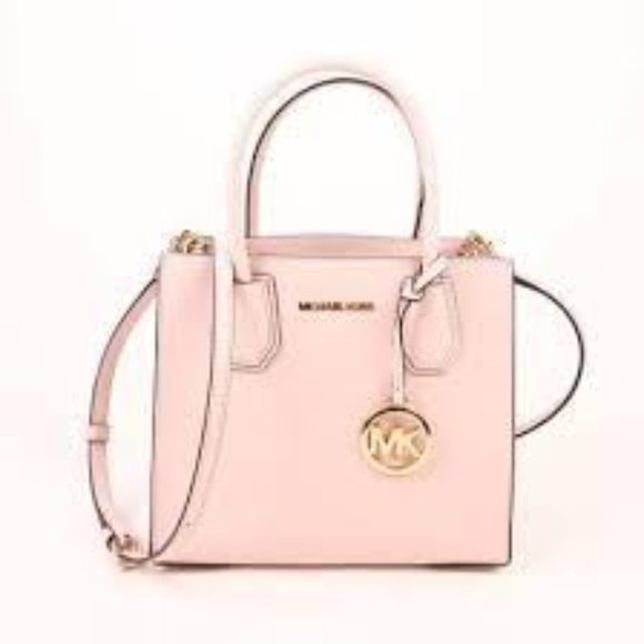 Michael Kors Mercer Medium Leather Messenger Powder Blush - Picture 16 of 16